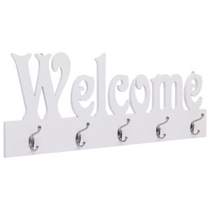 vidaXL Stenski obe&scaron;alnik za pla&scaron;če WELCOME bel 74x29,5 cm