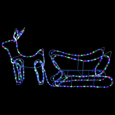 vidaXL Božični jelen in sani zunanja dekoracija 252 LED lučk
