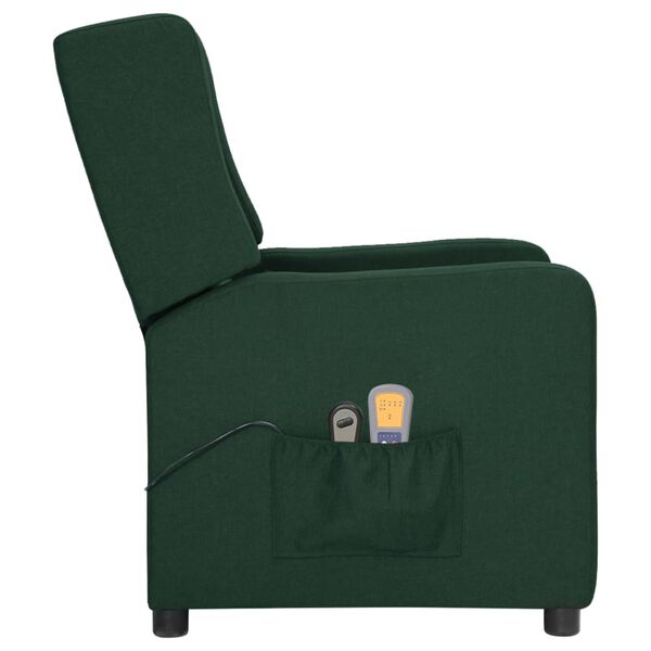 vidaXL Električni masažni stol temno zeleno blago