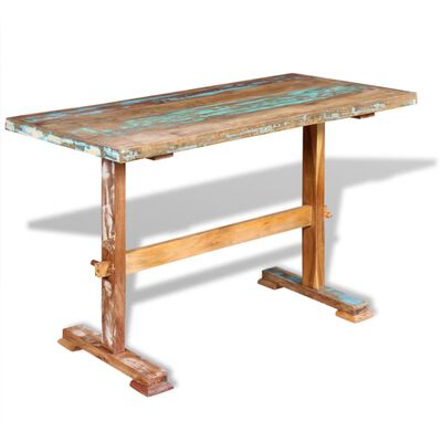 vidaXL Jedilna miza s podnožjem trden predelan les 120x58x78 cm