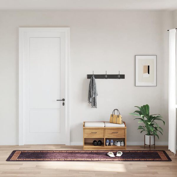 vidaXL Pralna preproga 80x300 cm črna in zlata protizdrsna