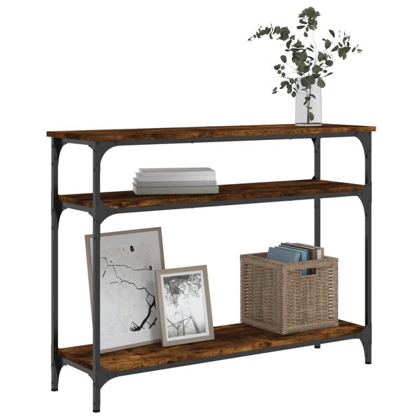 vidaXL Konzolna mizica dimljen hrast 100x29x75 cm inženirski les