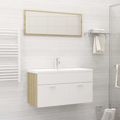 vidaXL Komplet kopalniškega pohištva 2-delni bel in sonoma hrast