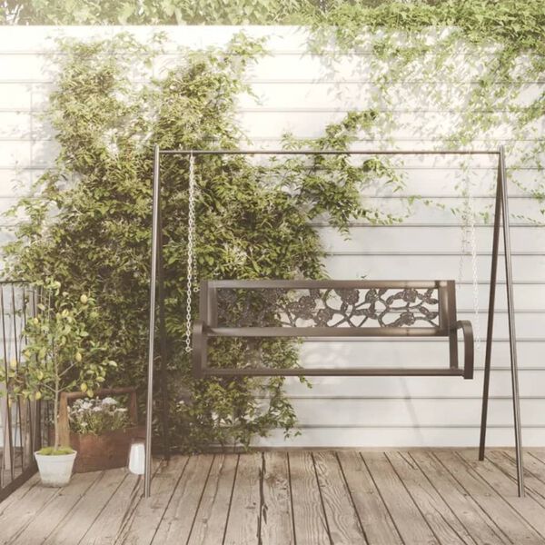 vidaXL Vrtna gugalna klop 125 cm jeklo in plastika črne barve