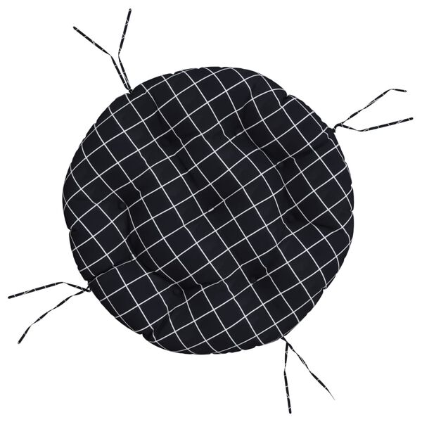 vidaXL Okrogla blazina črna karo &Oslash; 60 x 11 cm oxford tkanina