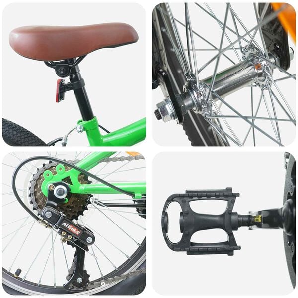 vidaXL Kids Mountain Bike 20 Palcev 6-Speed za 5-8 let Zelena