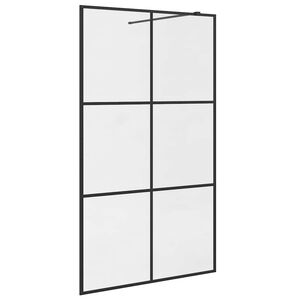 vidaXL Pregrada za tu&scaron; s prozornim ESG steklom 115x195 cm črna