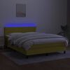 vidaXL Box spring postelja z vzmetnico LED zelena 140x190 cm blago