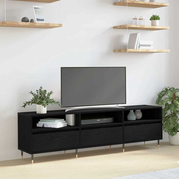 vidaXL TV omarica Črna Orehovina 150 x 30 x 45 cm Konstruiran les
