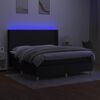 vidaXL Box spring postelja z vzmetnico LED črna 180x200 cm blago
