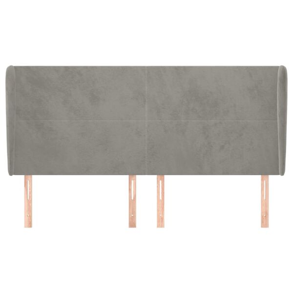 vidaXL Vzglavje z u&scaron;esi svetlo sivo 163x23x118/128 cm žamet