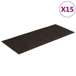 vidaXL Preproge za stopnice samolepilne 15 kosov 60 x 25 cm temno rjave pravokotne