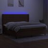 vidaXL Box spring postelja z vzmetnico LED temno rjava 200x200cm blago