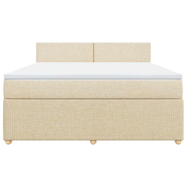 vidaXL Box spring postelja z vzmetnico krem 180x200 cm blago
