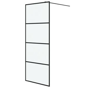 vidaXL Pregrada za tu&scaron; črna 80x195 cm motno ESG steklo