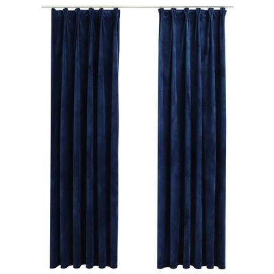 vidaXL Zatemnitvene zavese 2 kosa z obešali žametne modre 140x245 cm