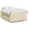 vidaXL Box spring postelja z vzmetnico krem 160x200 cm blago
