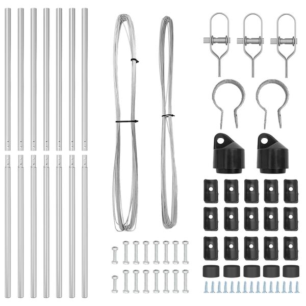 vidaXL Ograjni stebri 7 pcs srebrna Ø32mm 190 cm Pocinkano jeklo