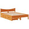 vidaXL Posteljni okvir s predali vo&scaron;čeno rjav 135x190 cm borovina