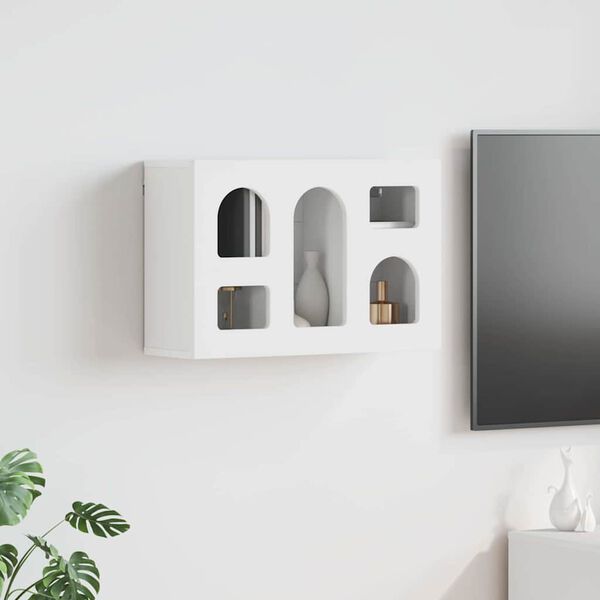 vidaXL Viseča omarica s polico Bela 60 x 20 x 40 cm Konstruiran les