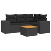 vidaXL Vrtna sedežna garnitura 5-delna z blazinami črn poli ratan