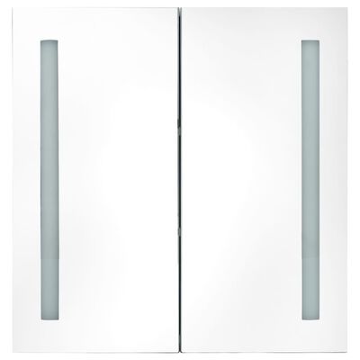 vidaXL LED kopalniška omarica z ogledalom hrast 62x14x60 cm