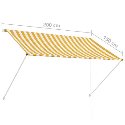 vidaXL Zložljiva tenda 200x150 cm rumena in bela