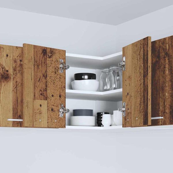 vidaXL Viseča omarica Staro les in bela 57 x 57 x 40 cm