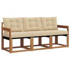 vidaXL Zunanja garnitura za sedenje z blazino 3 pcs Naravna in bež