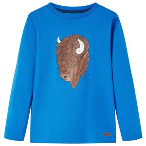 vidaXL Otro&scaron;ka majica z dolgimi rokavi kobaltno modra 116