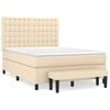 vidaXL Box spring postelja z vzmetnico krem 140x190 cm blago