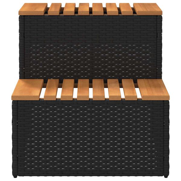 vidaXL Hot Tub Step Black 50x50x50,5 cm Poli ratan in masivna akacija