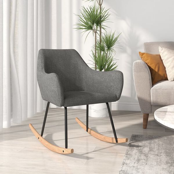 vidaXL Gugalni stol temno sivo blago