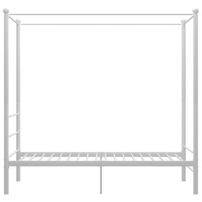 vidaXL Posteljni okvir z ogrodjem za baldahin bel kovinski 90x200 cm