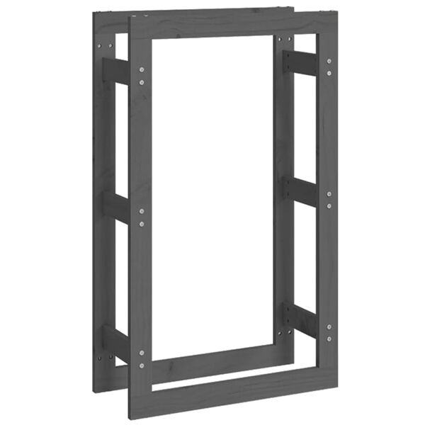 vidaXL Stojalo za drva sivo 60x25x100 cm trdna borovina