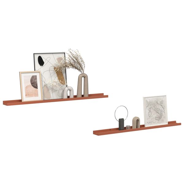 vidaXL Stenska polica 2 pcs Rdeča 100 x 9 x 3 cm Konstruiran les