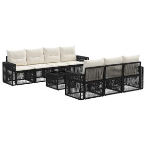 vidaXL Vrtna sedežna garnitura 8 kos Črna 55 x 55 x 37 cm poli ratan