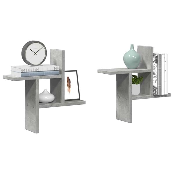vidaXL Stenska polica 2 kosa betonsko siva 38x12x38 cm inženirski les