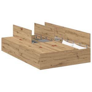 vidaXL Postelja z dodatnim prostorom za shranjevanje Umetni hrast