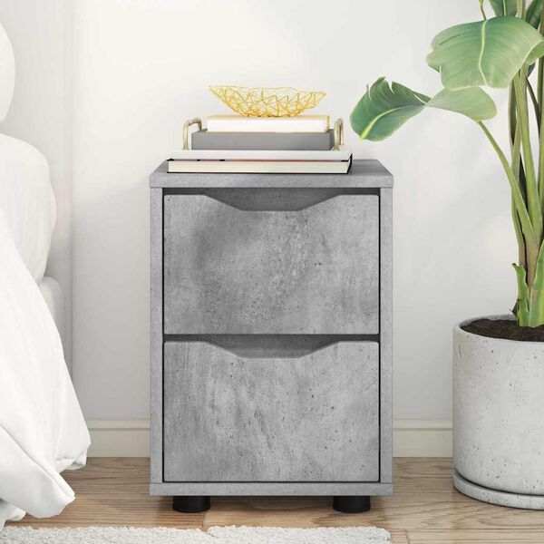 vidaXL Nočna omarica Betonsko siva 30,5 x 30 x 43 cm Konstruiran les