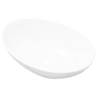 vidaXL Razkošni keramični umivalnik ovalne oblike bel 40x33 cm