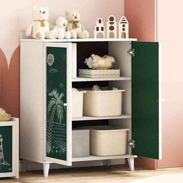 vidaXL Kabinet z dvema vrati in chalkboard spredaj ROROS Bela