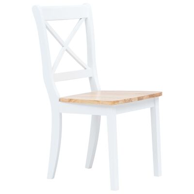 vidaXL Jedilni stoli 4 kosi beli in naravni trdni kavčukovec