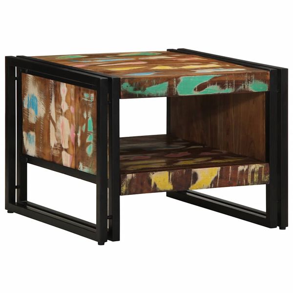 vidaXL Kava miza Multicolor 50x50x38 cm masivni les obnovljen