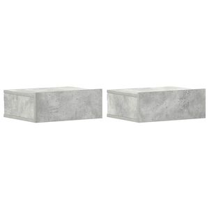 vidaXL Stenske nočne omarice 2 kosa betonsko sive 40x30x15 cm inž. les