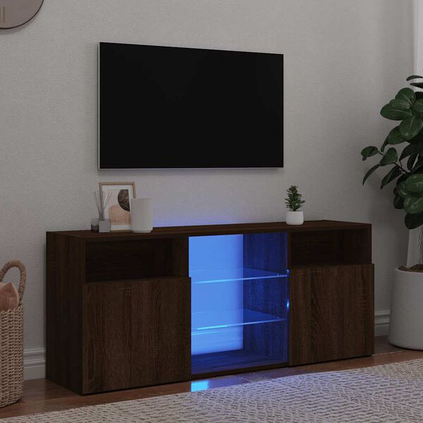 vidaXL TV omarica z LED lučkami rjav hrast 120x30x50 cm