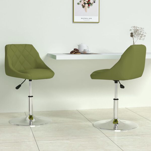 vidaXL Vrtljiv jedilni stol 2 kosa svetlo zelen žamet