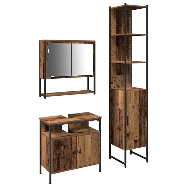 vidaXL Komplet pohi&scaron;tva za kopalnico 3 pcs Star les Konstruiran les