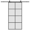 vidaXL Drsna vrata s kompletom strojne opreme črna 102,5x205 cm ESG steklo