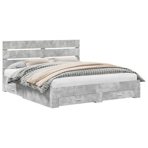 vidaXL Konstrukcija postelje Betonsko siva 200 x 200 cm Inženirski les